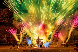 Feuershow und Funkenregen beim Beisel Pyrotechnik Mitarbeiterfest